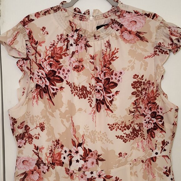 Alex Marie Pink Floral Dress Flutter Sleeve Ruffle Women's Size 18 - Picture 10 of 11